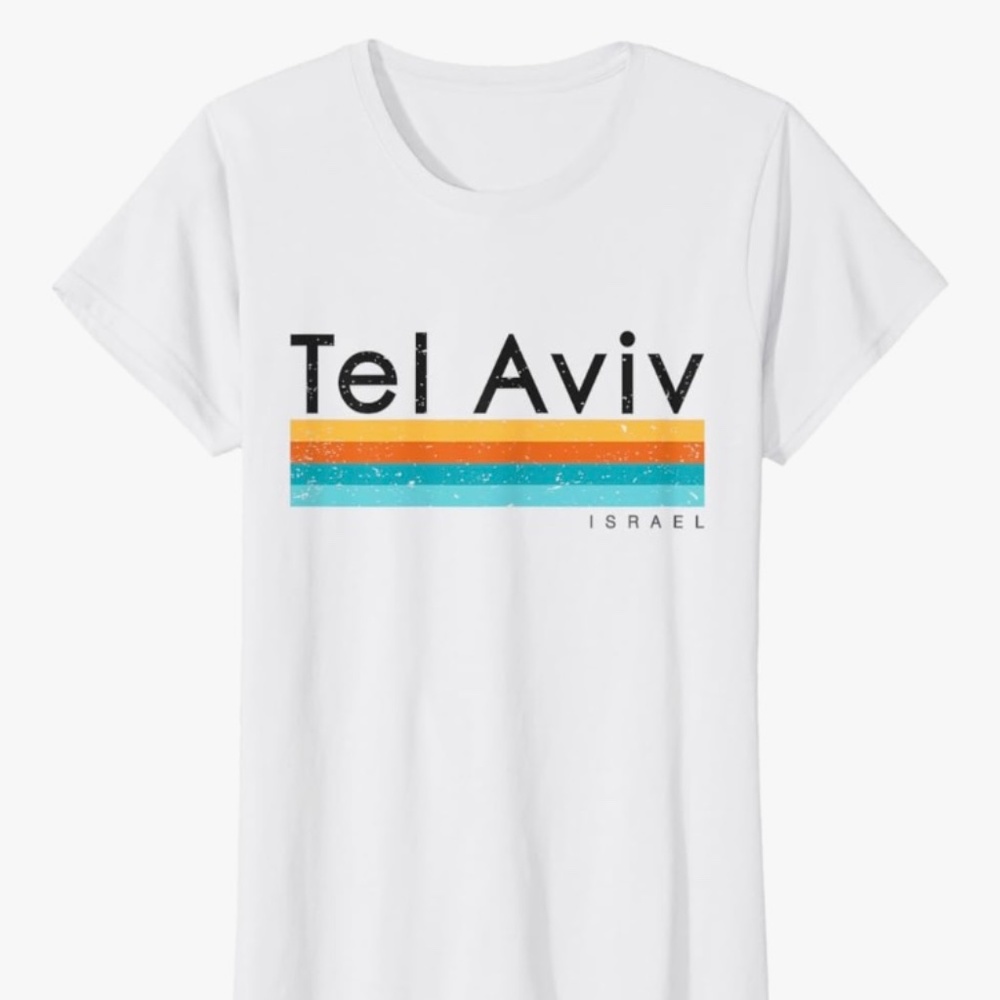 New Women’s distressed Retro style  Tel Aviv Tshirt